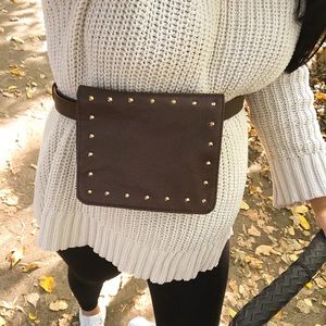 Brown leather belt bag